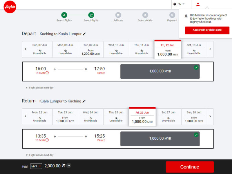 Return economy flights from Kuching to KL now above RM2,000